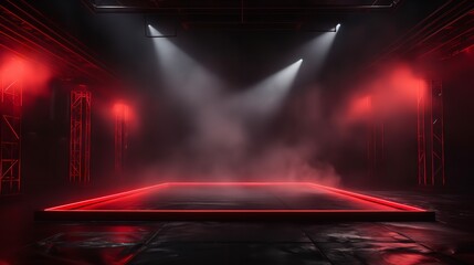 The Dark Stage Shows Red Background: An Empty

