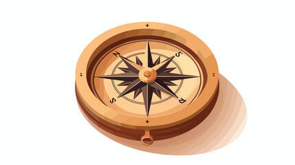 Wooden Compass vector flat vector isolated on white