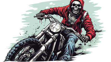 Zombie biker. Dead racer. Design element for t shirt