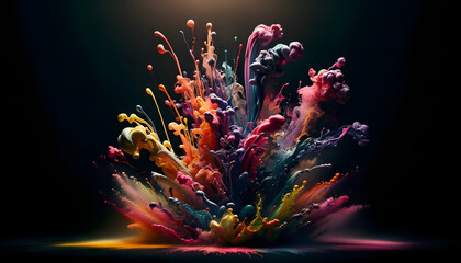 Dynamic splash of color against dark background dynamic color splash abstract movement artistic expression vivid dark background abstract pattern of vivid colors an explosion of colors creating a.
