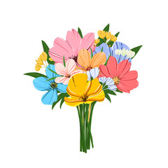 Beautiful bright bouquet of flowers. Isolated transparent background.