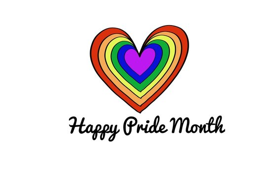 Hand drawn picture of rainbow colors heart.Happy Pride Month. Concept, Lgbtq+ celebration in pride month, June. Symbol of LGBT community around the world.Support human right of gender diversity.