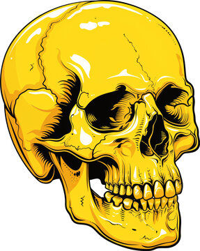 Illustration of yellow skull head isolated.