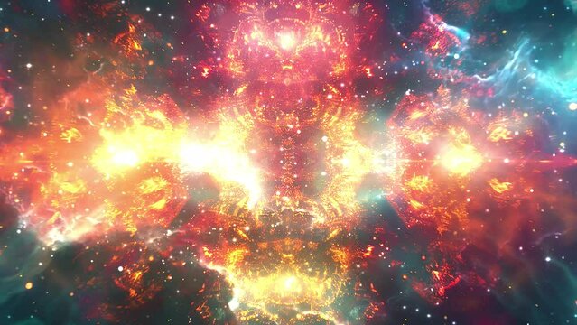 four souls united in cosmic journey converge. seamless looping overlay 4k virtual video animation background
