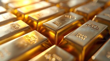 Stack of Gold Bars Background, Financial Concepts.