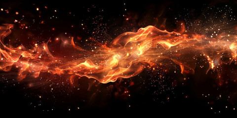 A glowing red fire on a black background, banner