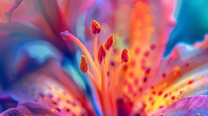 Keuken spatwand met foto Macro close up photography of vibrant color flower as a creative abstract background © Alexander