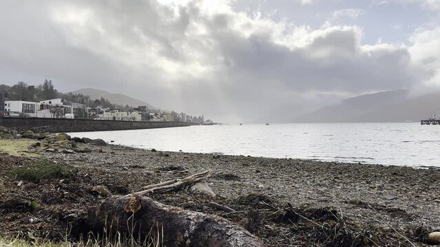 Beautiful spring day on the shores of Loch Eil with Fort William in the background.