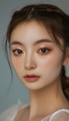 Fototapeta premium Beautiful asian womens faces faces for makeup face cosmetics advertising hi res