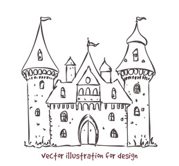 vector sketch of European medieval castle