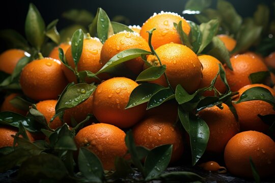 Fresh Orange fruit photo. Food organic. Generate Ai