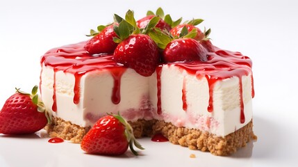  Strawberry cheesecake isolated on white background