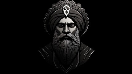 Beard and turban sikh symbol Graphic trendy design illustration 