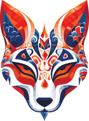 Vector ornamental ancient fox head illustration. Abstract historical mythology fox head logo. Good for print or tattoo