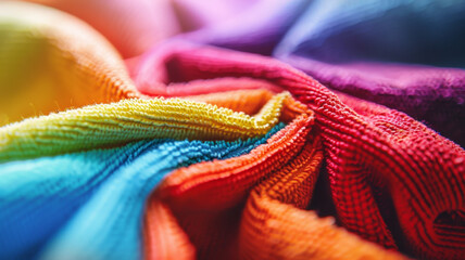 Vibrant textile close-up, depicting the colorful diversity of fabrics.