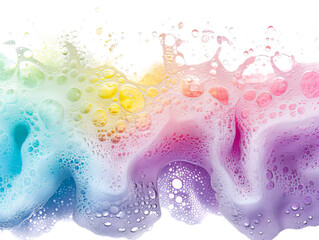 A top view of the colorful of the soap foam with pastels color bubbles