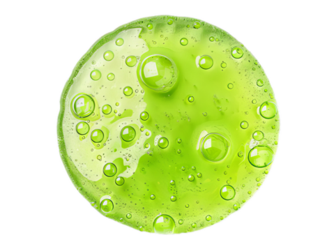 A to view of the green soap liqiut in the shape of a circle. - Powered by Adobe
