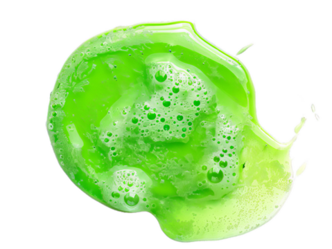 A to view of the green soap liqiut in the shape of a circle. - Powered by Adobe