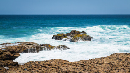 pacific ocean coast with teal sea water 