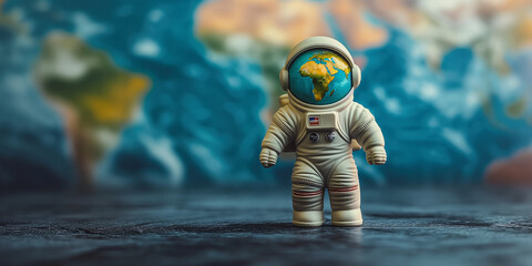 Astronaut als Cartoon Zeichnung im Weltall, ai generativ - obrazy, fototapety, plakaty