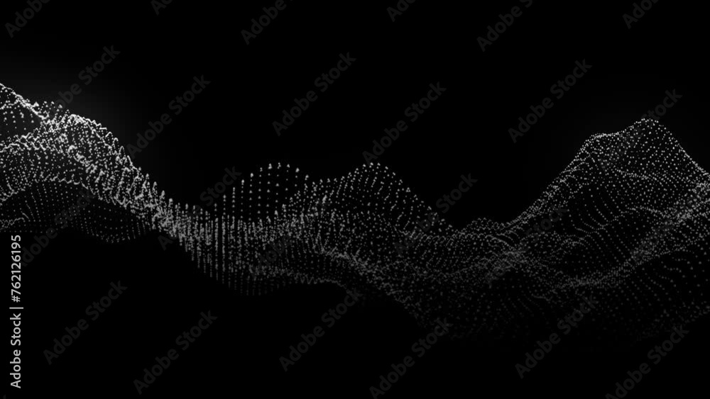 Poster Simple black and white particle wave technology animation, fast 3d wave web