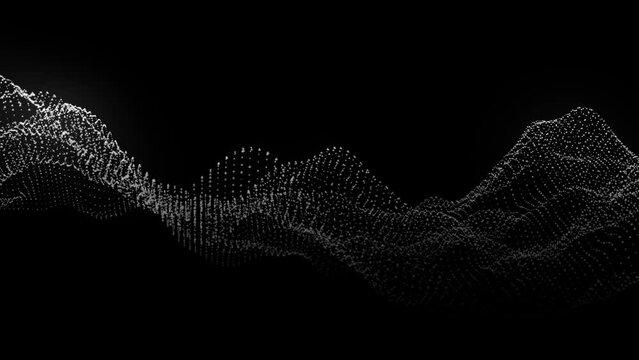 Simple black and white particle wave technology animation, fast 3d wave web
