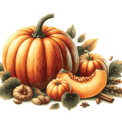 pumpkin watercolor isolated on white background