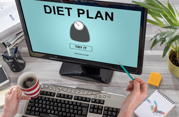 Diet plan concept on a computer
