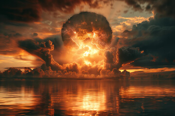 
atomic nuclear bomb explosion - obrazy, fototapety, plakaty