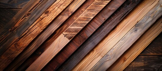 Wood Texture Background with Various Wood Types Displayed on Table