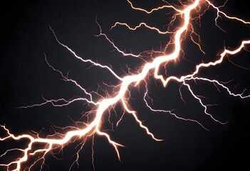 bright lightning bolts, bolt in a storm solid black sky background 