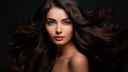 Fototapeta premium portrait of a woman with long hair , beauty shot