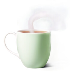 A mug of tea with steam rising from it
