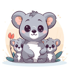 Cute koala family. Vector illustration in a flat style.