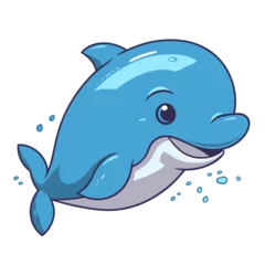 Abwaschbare Fototapete Wal Cute cartoon dolphin. Vector illustration isolated on a white background.