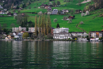 Waterview on Swiss village near Lucerne, Switzerland.