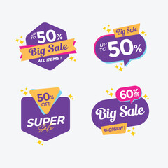 Illustration vector graphic of big sale promotion tag design set, perfect use for big sale event promotion.
