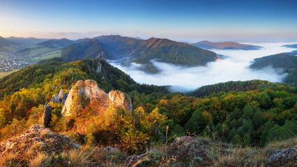 Beautiful sunrise in mountains, Landscape panorama in Sulov - Slovakia - 762133951