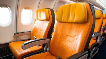 Rows of Seats in an Airplane With Windows