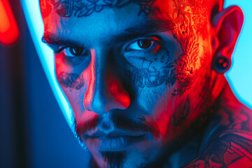 Latino Masculinity: Tattooed Face Portrait