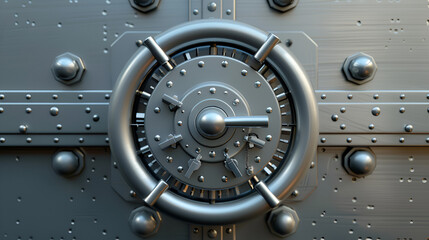 Bank Vault Door with Combination Lock, generative ai