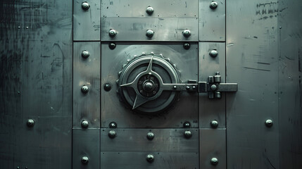 Bank Vault Door with Combination Lock, generative ai