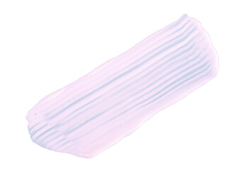 Smear of white cosmetic cream with light blue stripes. Isolated