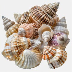 Obraz premium Beautiful Shells On White Background, Illustrations Images