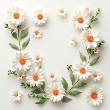 Beautiful Wild Flowers Chamomile On White Background, Illustrations Images
