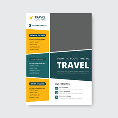 Modern poster travel flyer design template. Editable tour poster template
