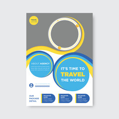 Modern poster travel flyer design template. Editable tour poster template