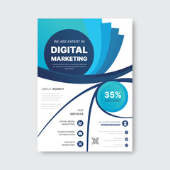 Digital marketing agency a4 flyer set template, modern corporate creative professional and business brochure design, annual report, layout
