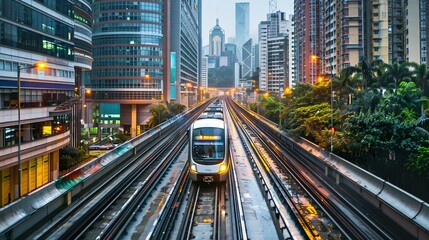 Fototapeta premium Highlight the efficiency and convenience of public transportation in bustling cities
