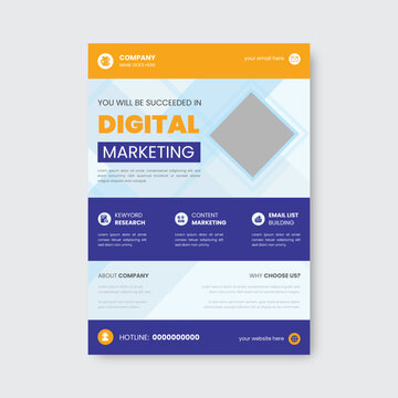 Digital marketing agency a4 flyer set template, modern corporate creative professional and business brochure design, annual report, layout